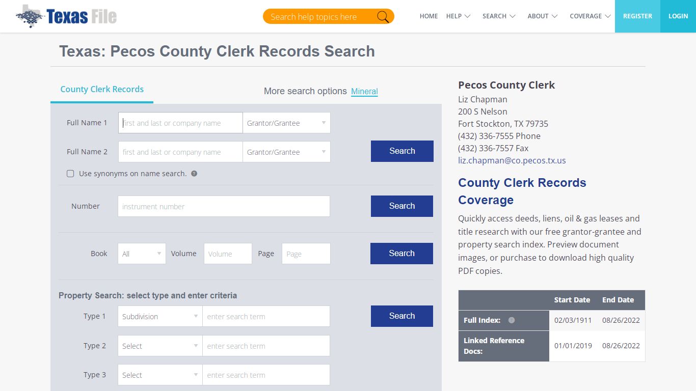Pecos County Clerk Records Search | TexasFile