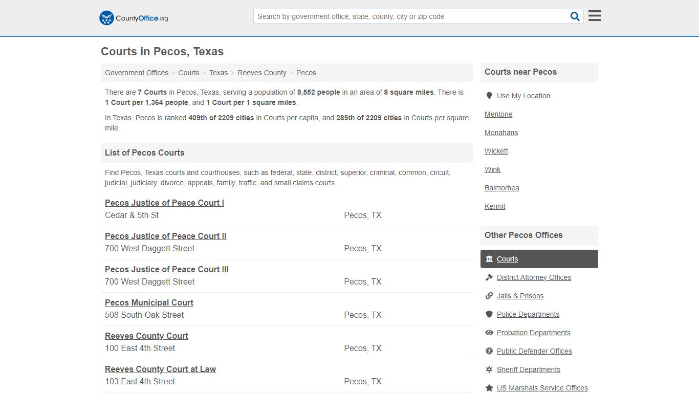 Courts - Pecos, TX (Court Records & Calendars) - County Office